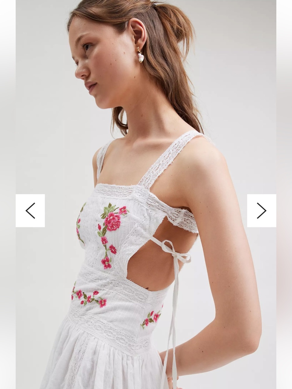 For Love & Lemons Jolene Embroidered Midi Dress XXS